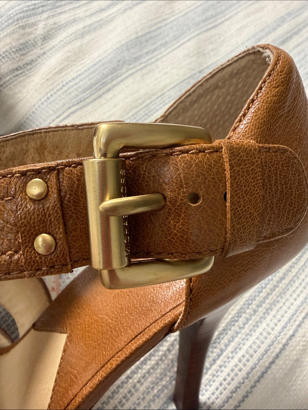 MICHAEL Michael Kors Brown Leather Strappy Platform Heels Size 8.5 - Picture 12 of 12